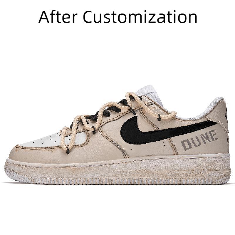 [Custom Sand dune] Nike Air Force 1 Skateboarding Shoes Women's Low-top Brown/brown/black