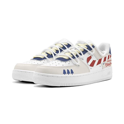 [Custom Deconstructing the Christmas striped woman]  Air Force 1 Skateboarding Shoes Women's Low-top Blue