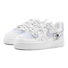 [Custom Planet astronaut female] Nike Air Force 1 Skateboarding Shoes Women's Low-top White/Blue