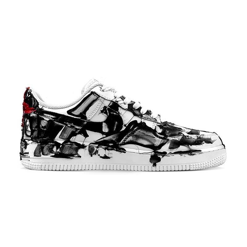 [Custom A dynamic female 2D style peeping into black and red] Nike Air Force 1 Skateboarding Shoes Women's Low-top Black/Red
