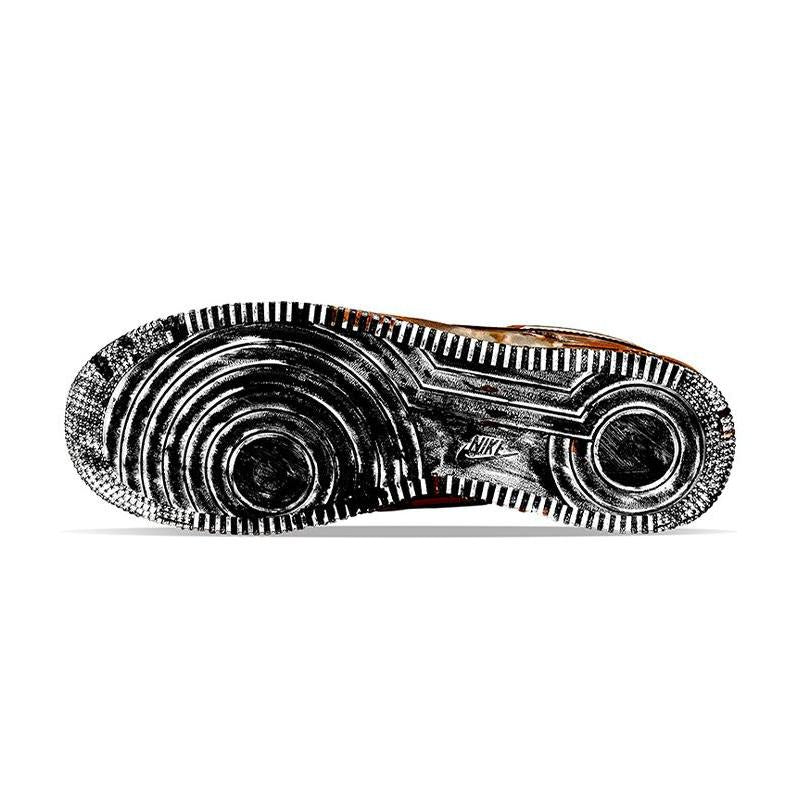 [Custom Women's ink-wash painting]  Air Force 1 Skateboarding Shoes Women's Low-top Brown/Black