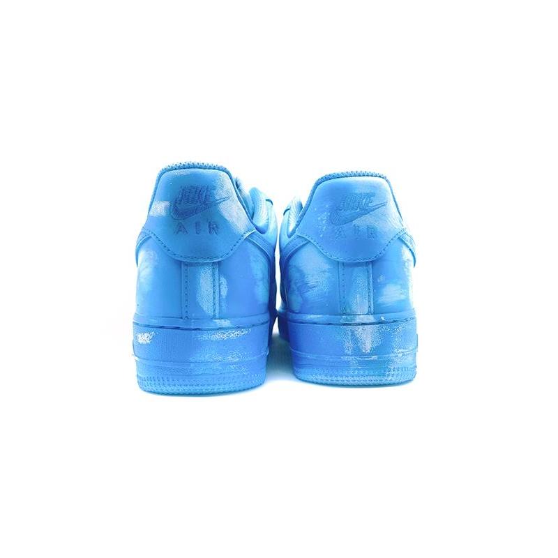[Custom Women's dyed, scratched and aged blue Air force]  Air Force 1 Skateboarding Shoes Women's Low-top Blue