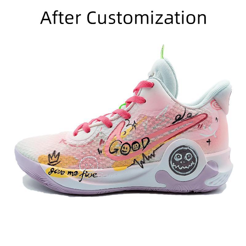 [Custom Give Me Five] Nike KD Trey 5 IX Vintage Basketball Shoes Unisex Mid-top Pink