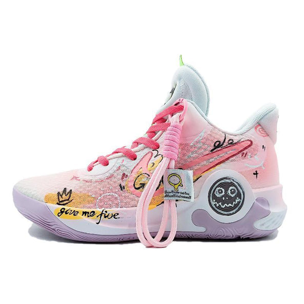 [Custom Dreamy Graffiti -X]  KD Trey 5 IX Vintage Basketball Shoes Unisex Mid-top Pink