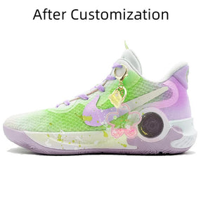 [Custom The fallen cherry blossoms are a riot of green] Nike KD Trey 5 IX Vintage Basketball Shoes Unisex Low-top Green