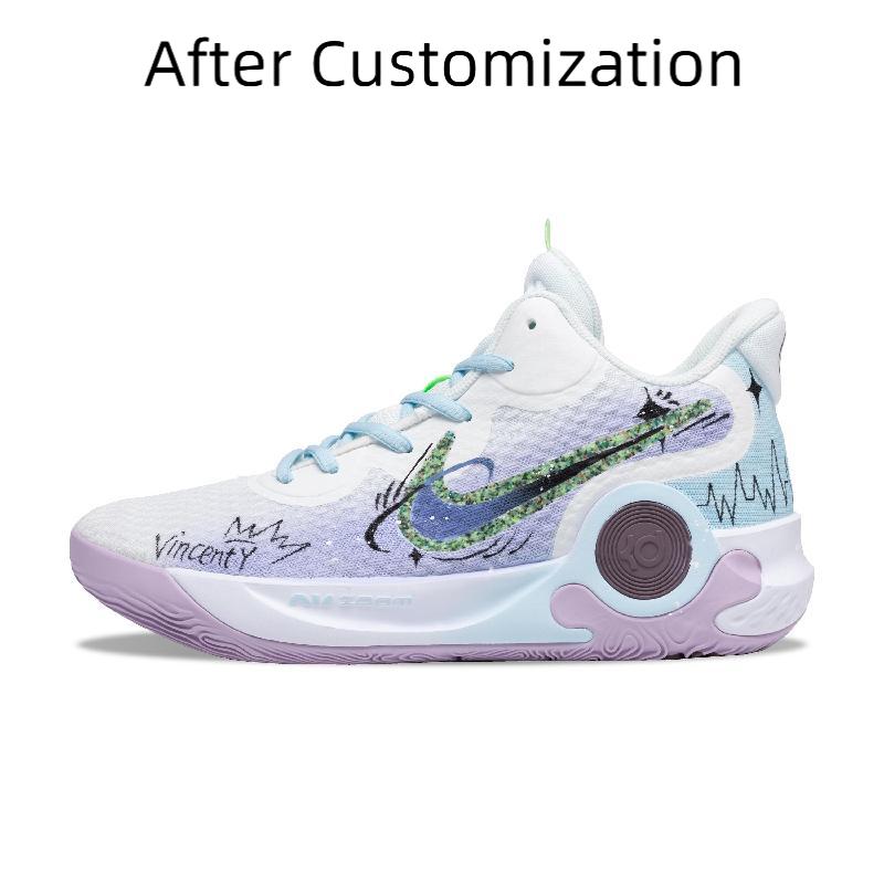 [Custom Summer Star Trails]  KD Trey 5 IX Vintage Basketball Shoes Unisex Mid-Top Blue/Pink