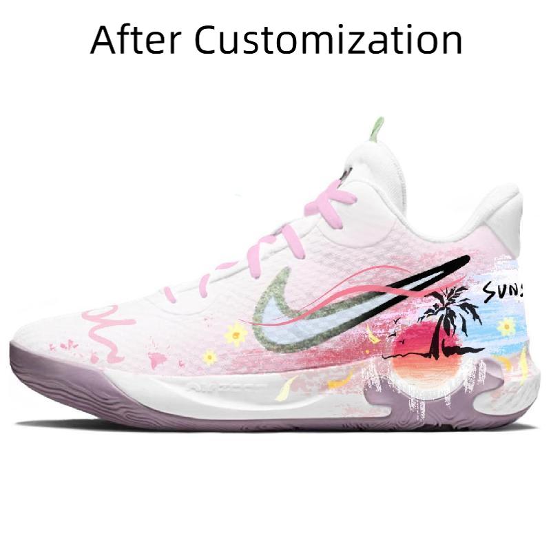 [Custom Pink moment] Nike KD Trey 5 IX Vintage Basketball Shoes Men Low-top White/pink