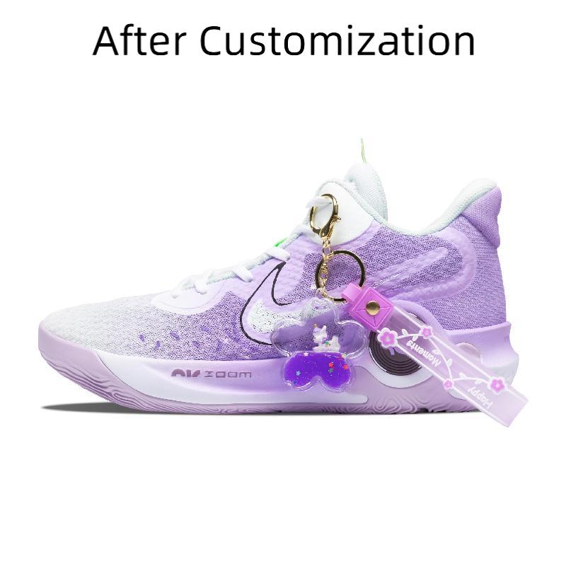 [Custom Purple absolute string] Nike KD Trey 5 IX Vintage Basketball Shoes Unisex Mid-top White