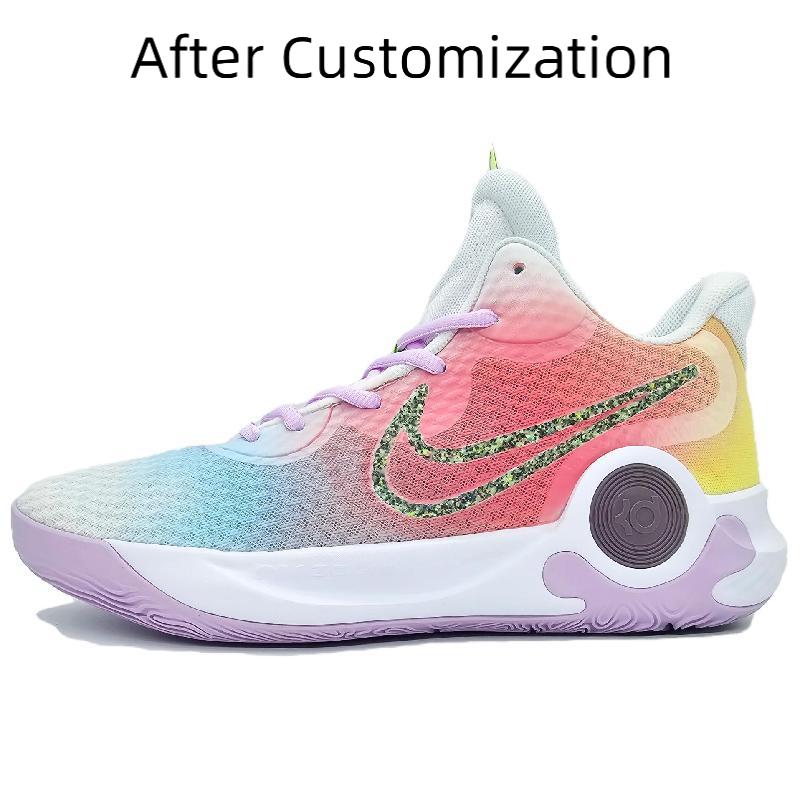 [Custom Macaron gradient] Nike KD Trey 5 IX Vintage Basketball Shoes Unisex Mid-top Yellow