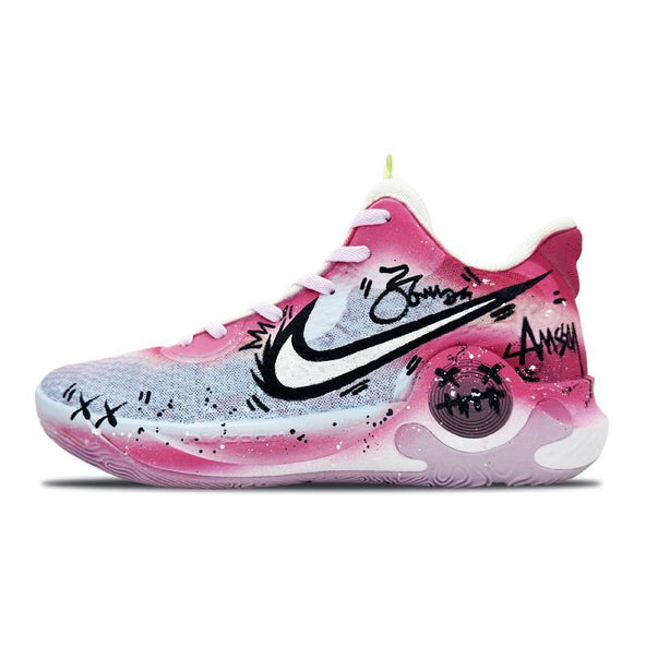 [Custom The same kind of funny thump for both men and women]  KD Trey 5 IX Vintage Basketball Shoes Unisex Mid-Top White/Black/Pink