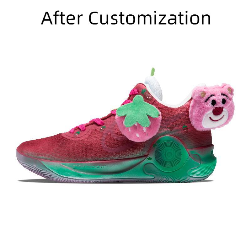 [Custom Unisex strawberry bears] Nike KD Trey 5 IX Vintage Basketball Shoes Unisex Low-Top Rose Red Green