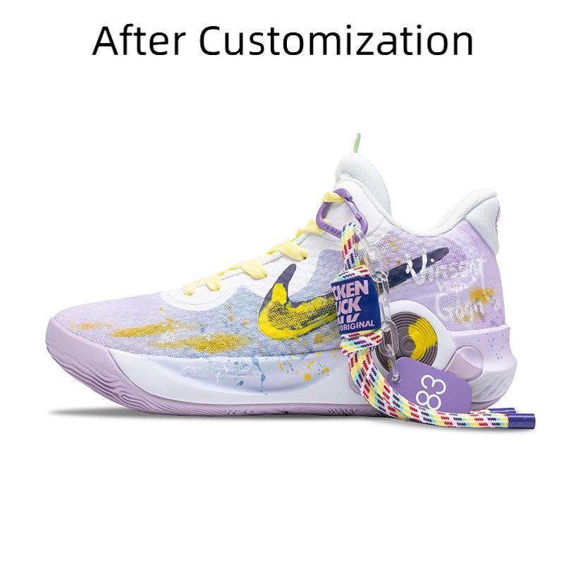 [Custom Ion Collide] Nike KD Trey 5 IX Vintage Basketball Shoes Unisex Mid-top Purple/blue/yellow