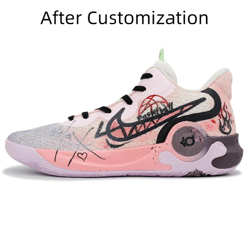 [Custom Men's and women's block pitchers] Nike KD Trey 5 IX Vintage Basketball Shoes Unisex Mid-Top Orange/Black/Red