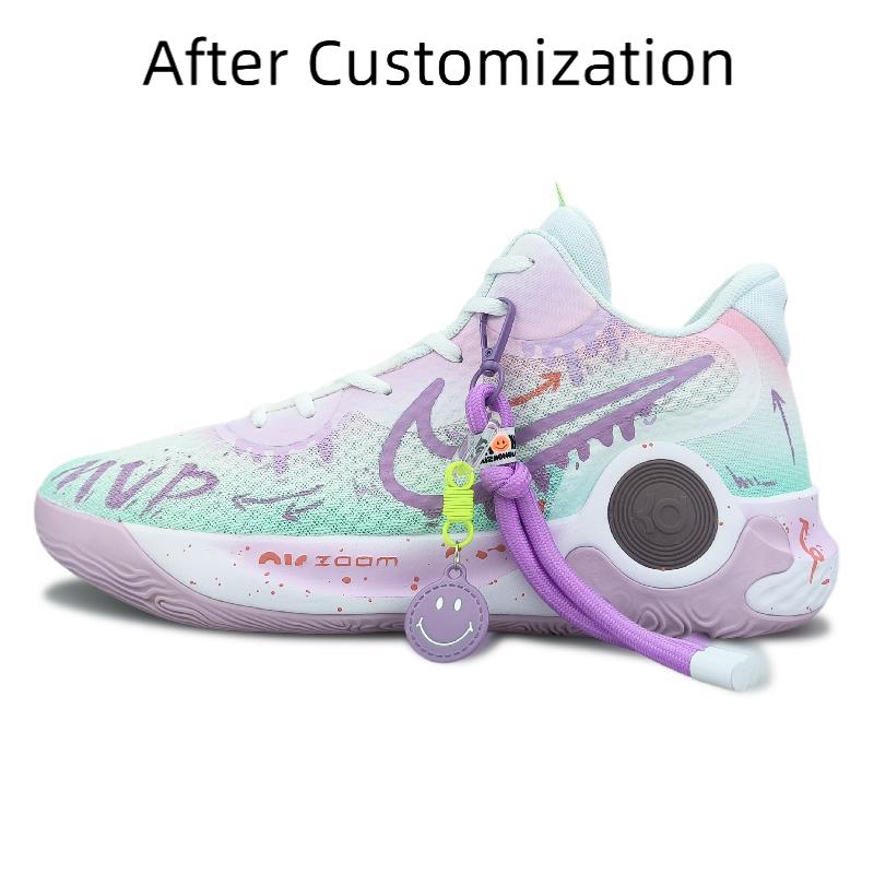 [Custom The same settlement interface for both men and women] Nike Trey 5 Vintage Basketball Shoes Unisex Mid-top Pink/green/purple