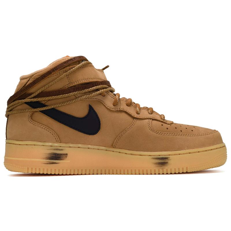 [Custom Financial freedom for both men and women]  Air Force 1 Skateboard Shoes Unisex Mid-Top Black Brown