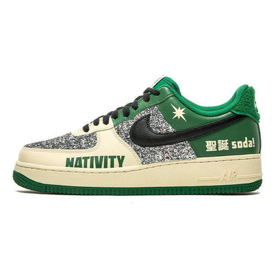 [Custom Men's off-white and green Christmas]  Air Force 1 Skateboarding Shoes Men