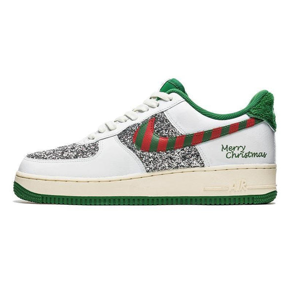 [Custom Men's off-white and green Christmas]  Air Force 1 Skateboarding Shoes Men