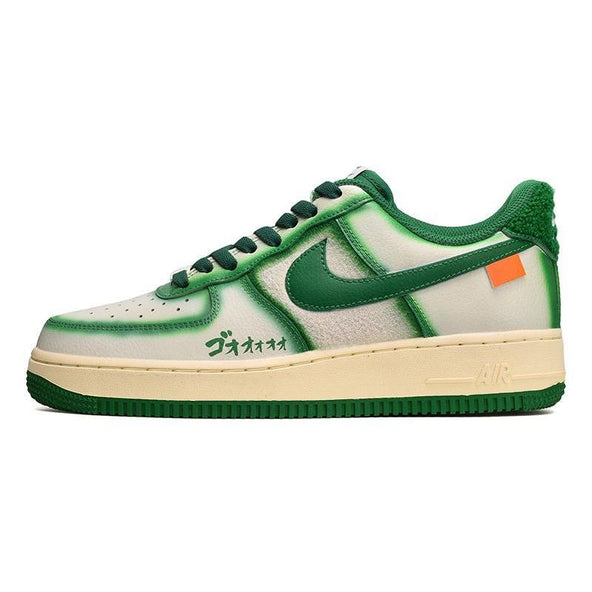 [Custom Men's style with gradient white and green]  Air Force 1 Skateboarding Shoes Men Low-top White/green
