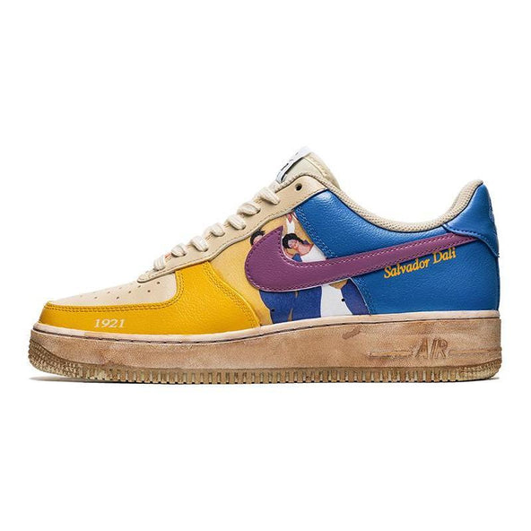[Custom Figure oil painting]  Air Force 1 Skateboarding Shoes Unisex Low-top White And Yellow