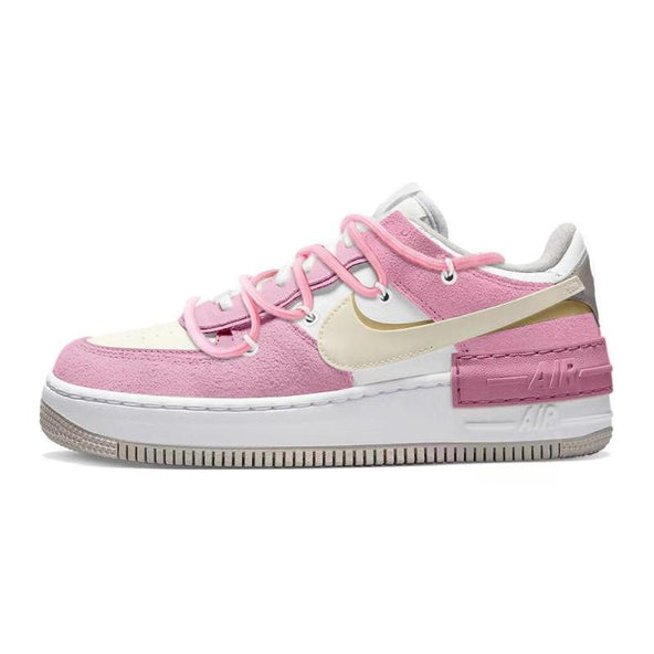 [Custom Sakura Pudding]  Air Force 1 Skateboarding Shoes Women's Low-top Beige
