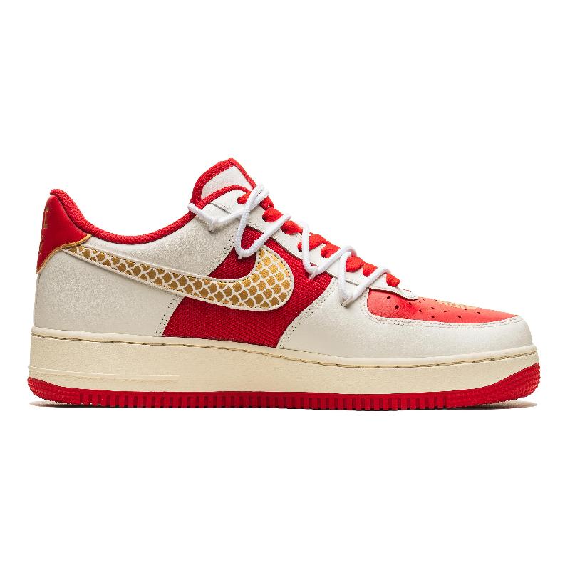 [Custom The male and female dragons and phoenixes are auspicious, white and red]  Air Force 1 Skateboarding Shoes Unisex Low-top Gold