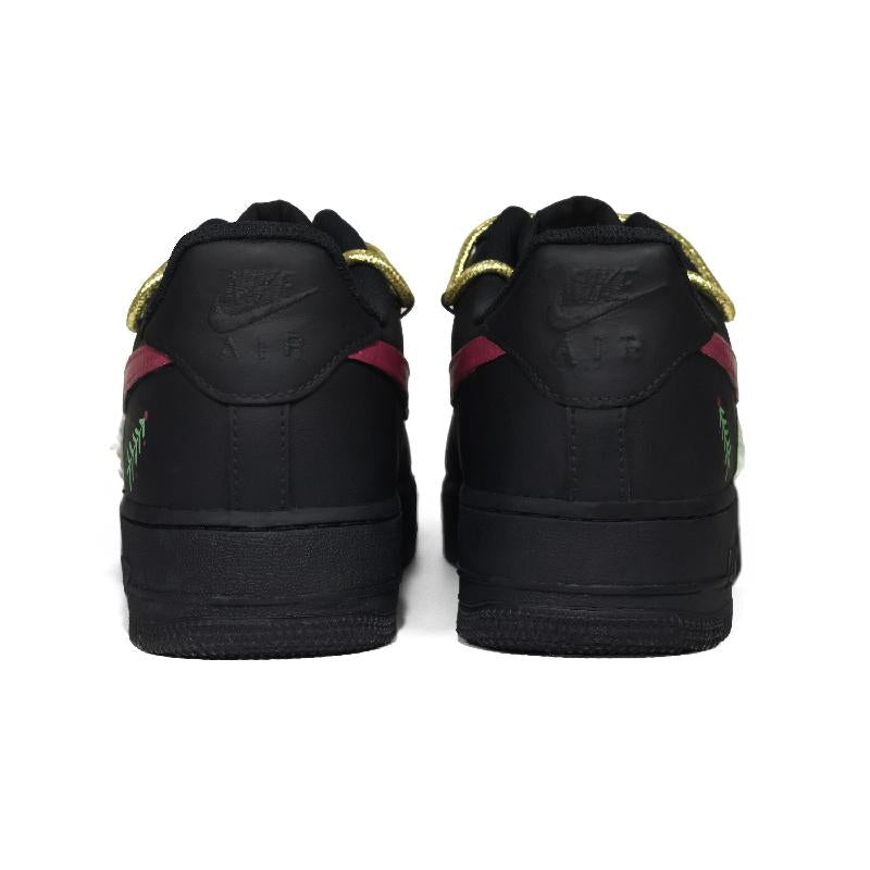 [Custom Winter forest for men and women]  Air Force 1 Skateboard Shoes Unisex Low-Top Black/Red/Green
