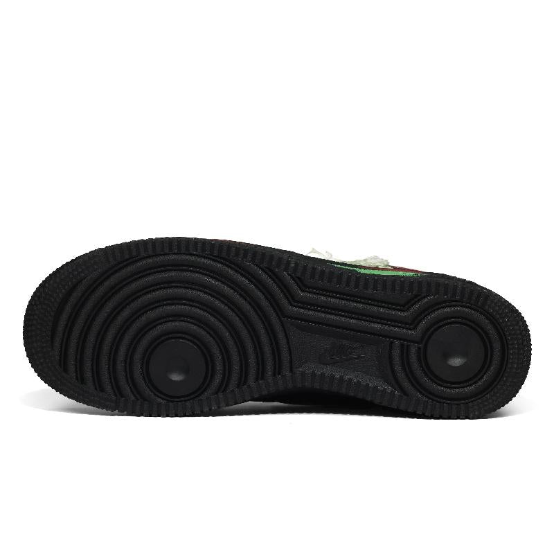 [Custom Winter forest for men and women]  Air Force 1 Skateboard Shoes Unisex Low-Top Black/Red/Green