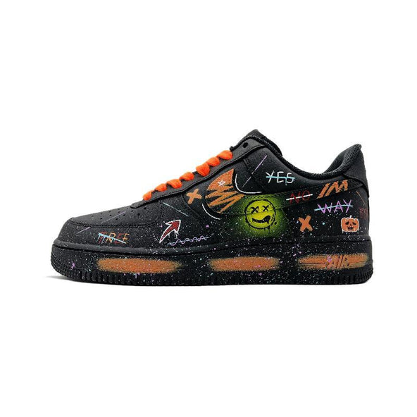 [Custom Infinite reversal]  Air Force 1 Skateboard Shoes Unisex Low-Top Black