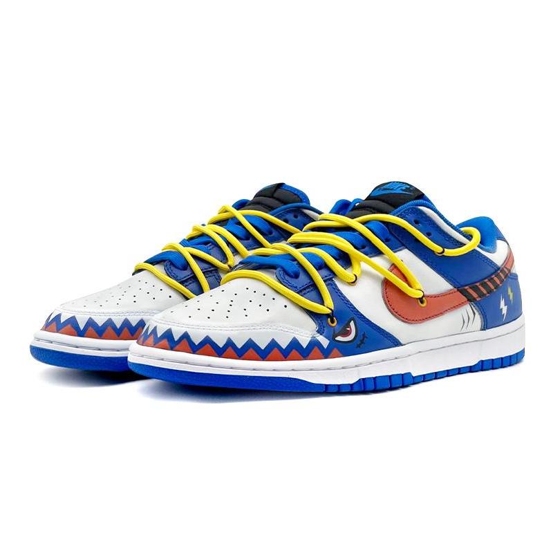 [Custom Men's SharkOW blue and white]  Dunk Skateboarding Shoes Men