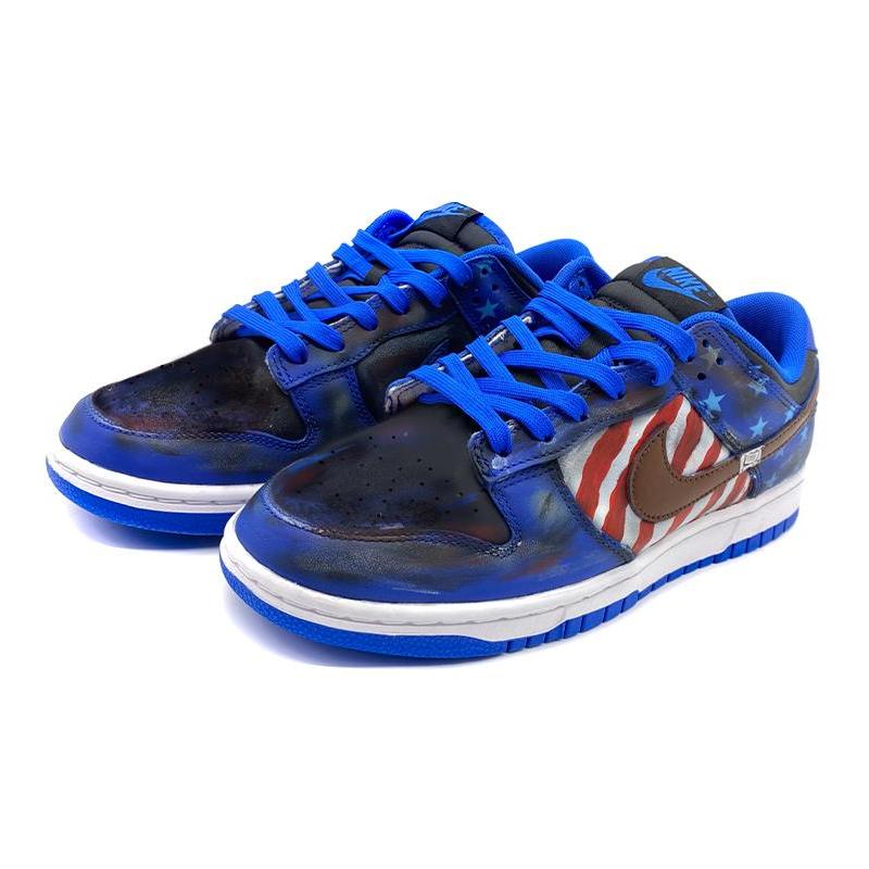[Custom The unisex superhero Captain America]  Dunk Skateboarding Shoes Unisex Low-top Blue/Red