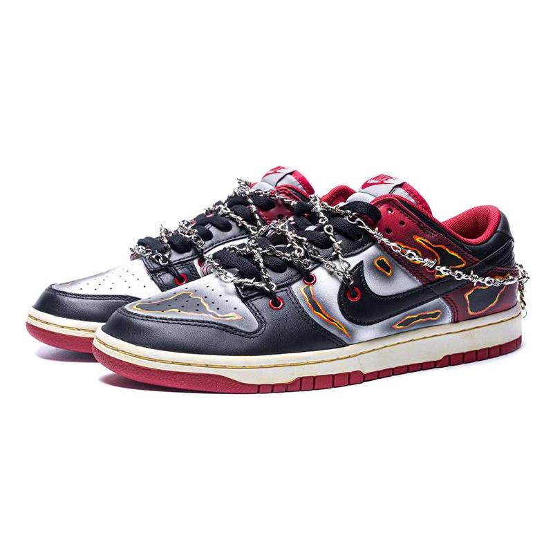 [Custom Men's burned and aged black toes]  Dunk Skateboarding Shoes Men