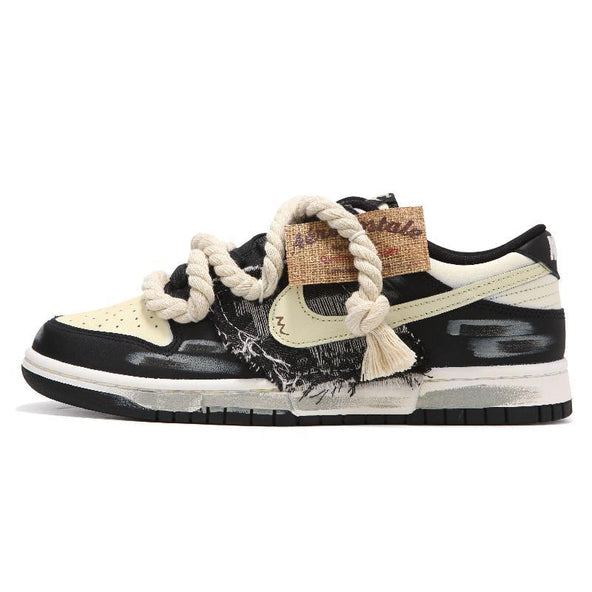 [Custom Men's denim in beige]  Dunk Skateboarding Shoes Men