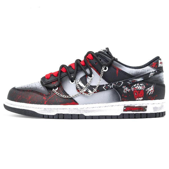 [Custom Scream]  Dunk Skateboarding Shoes Unisex Low-top Black/Red