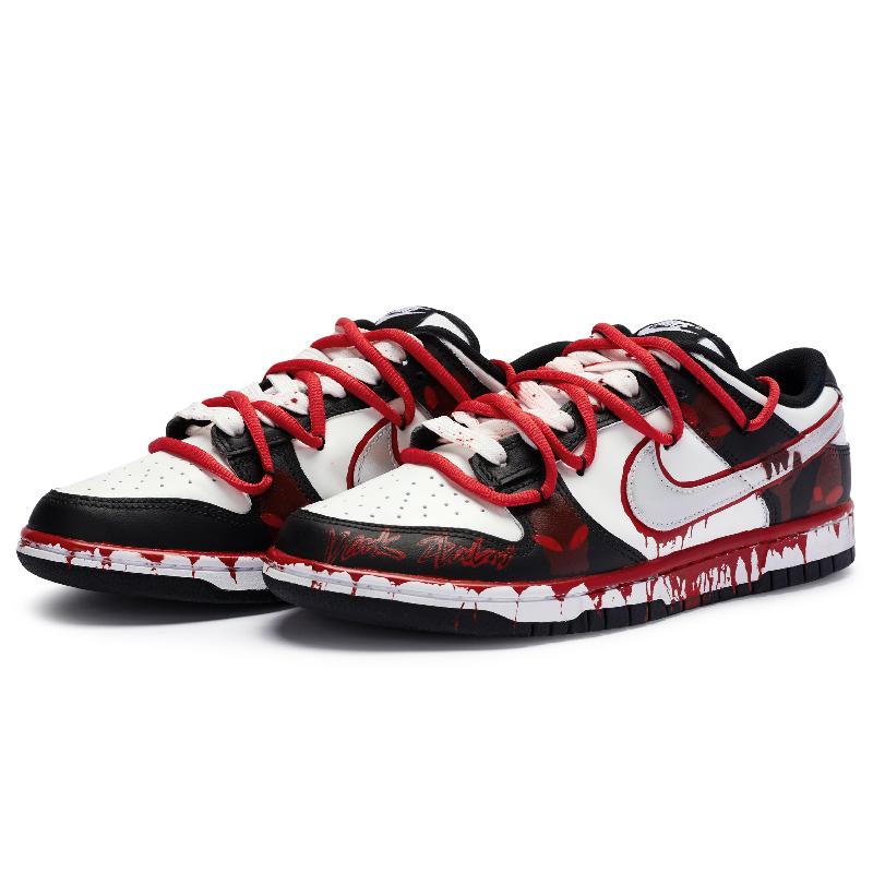 [Custom Male Shadow cult]  Dunk Skateboarding Shoes Unisex Low-top Silver/White