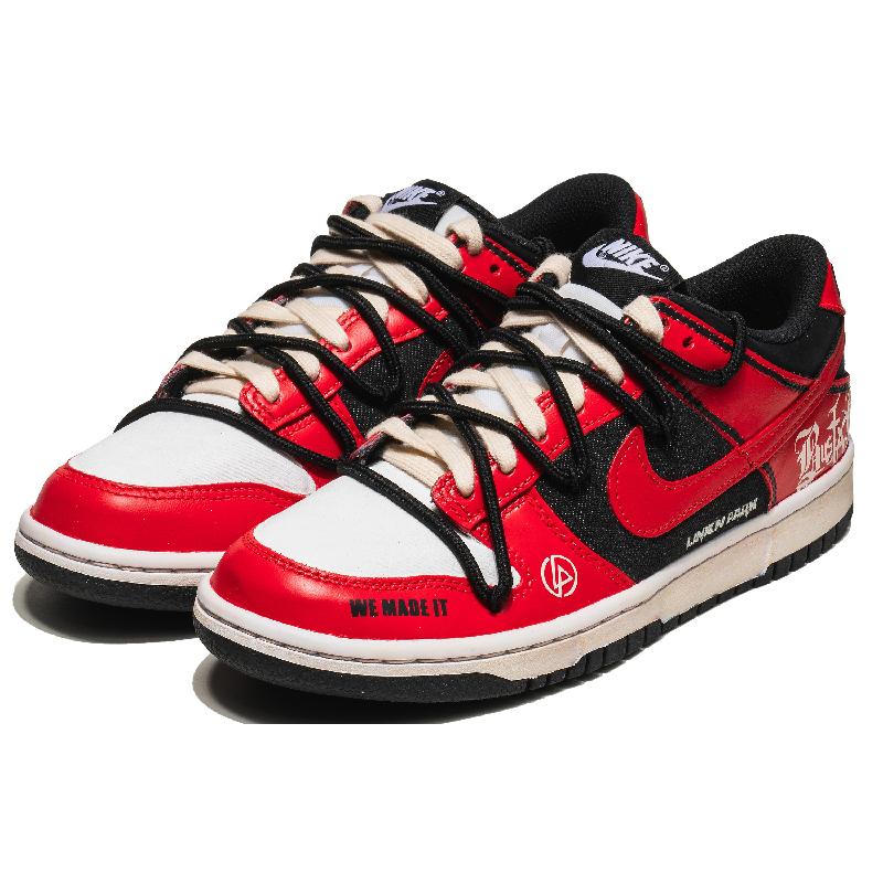 [Custom The red lotus is leaping]  Dunk Skateboarding Shoes Unisex Low-top Black
