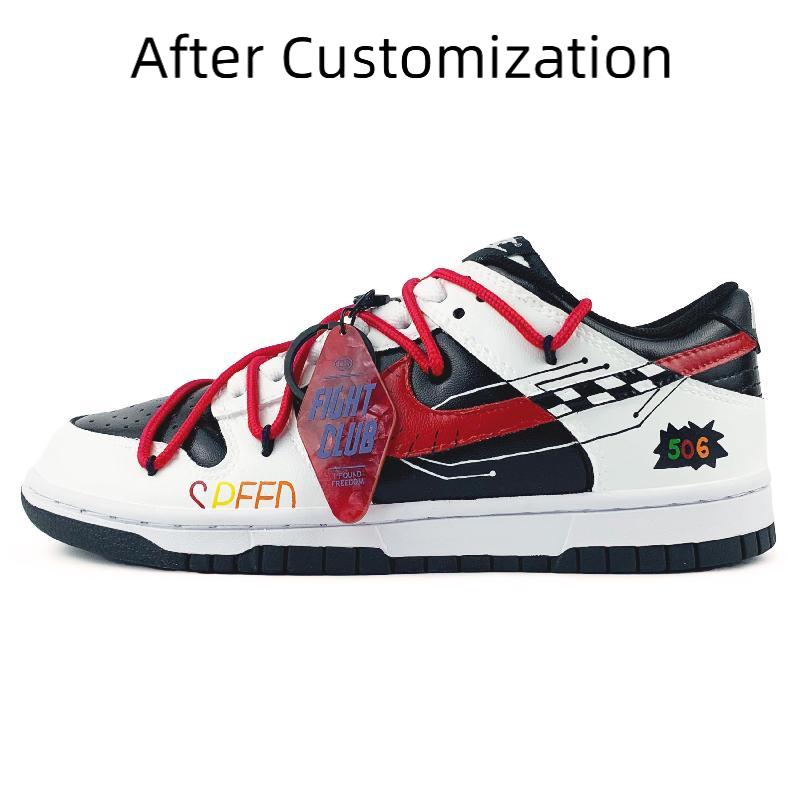 [Custom Men's and women's Racing clubs] Nike Dunk Skateboarding Shoes Unisex Low-top Black