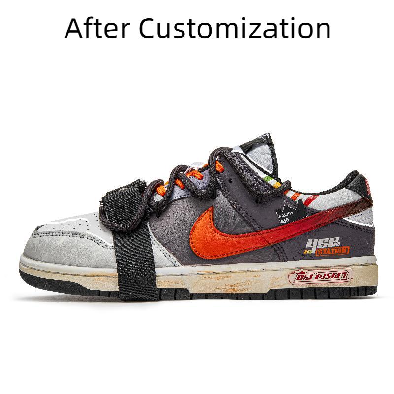 [Custom A Journey of Survival] Nike Dunk Skateboarding Shoes Unisex Low-top Black/Gray/Orange