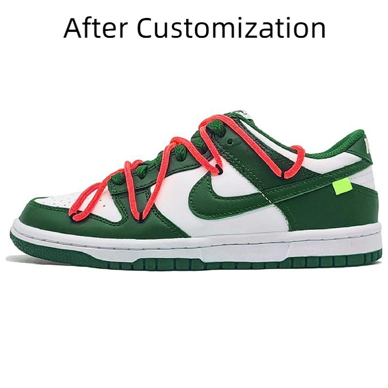 [Custom SAN Remo Green men's style] Nike Dunk Skateboarding Shoes Unisex Low-top Green/White