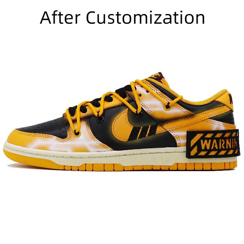 [Custom Yellow alert] Nike Dunk Skateboarding Shoes Men