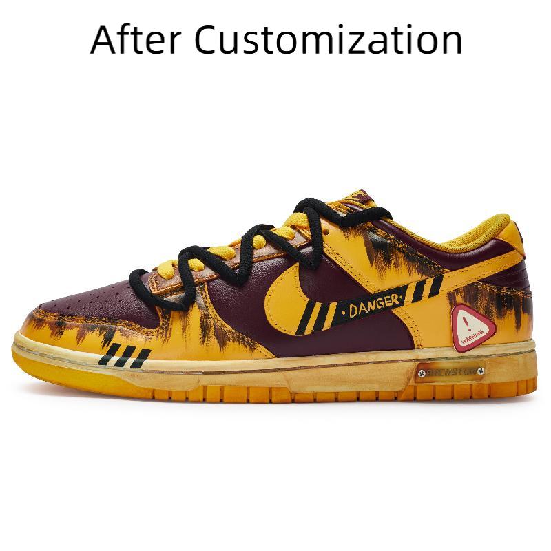 [Custom Men's cordon] Nike Dunk Skateboarding Shoes Men Low-top Burgundy