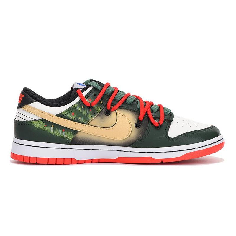 [Custom Men's Christmas tree] Nba X  Dunk Skateboarding Shoes Men Low-top Black/Red/Green