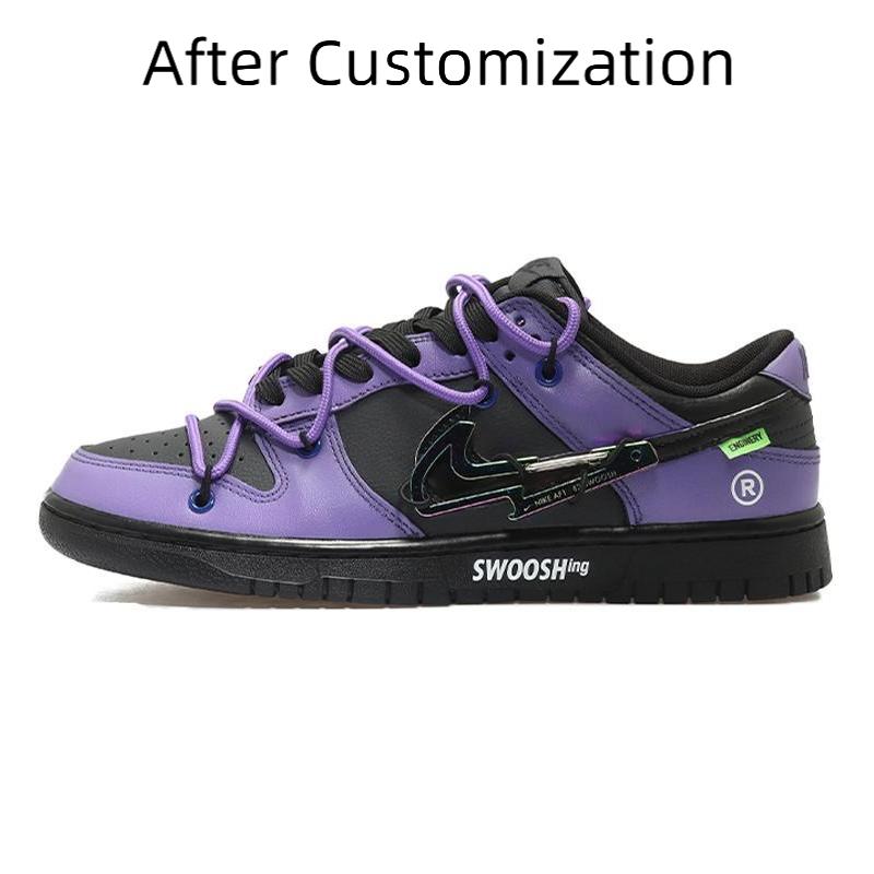 [Custom Men's lightning hook in purple and black] Nike Dunk Skateboarding Shoes Men