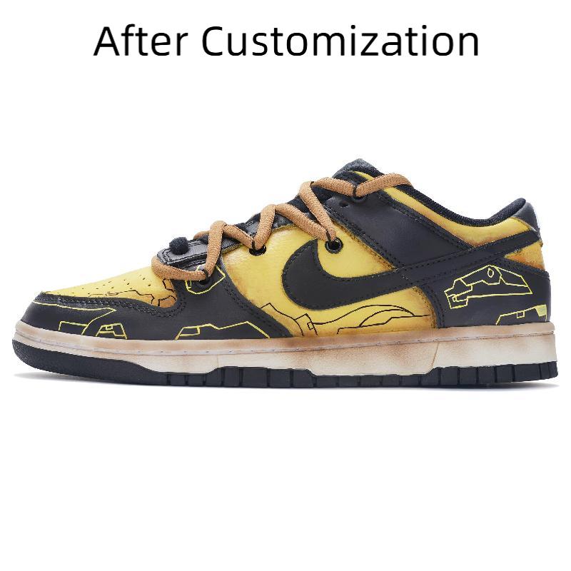 [Custom The men's mechanical battle armor is black and yellow] Nike Dunk Skateboarding Shoes Men