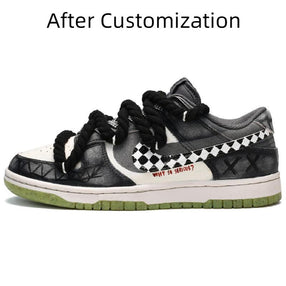 [Custom The male clown is in black, white and grey] Nike Dunk Skateboarding Shoes Men Low-top Black/White/Gray