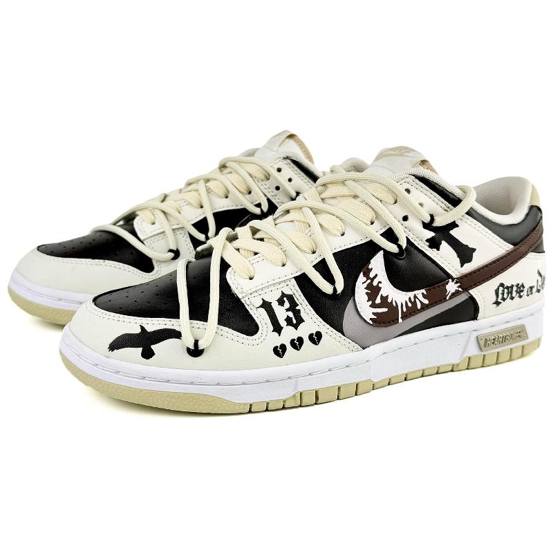 [Custom Cross]  Dunk Skateboarding Shoes Men Low-top Brown