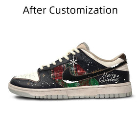 [Custom Black, red and green for men on a snowy Christmas night] Nike Dunk Skateboarding Shoes Men