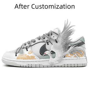 [Custom White Phoenix Yinfei Men's Grey gold version] Nike Dunk Skateboarding Shoes Men