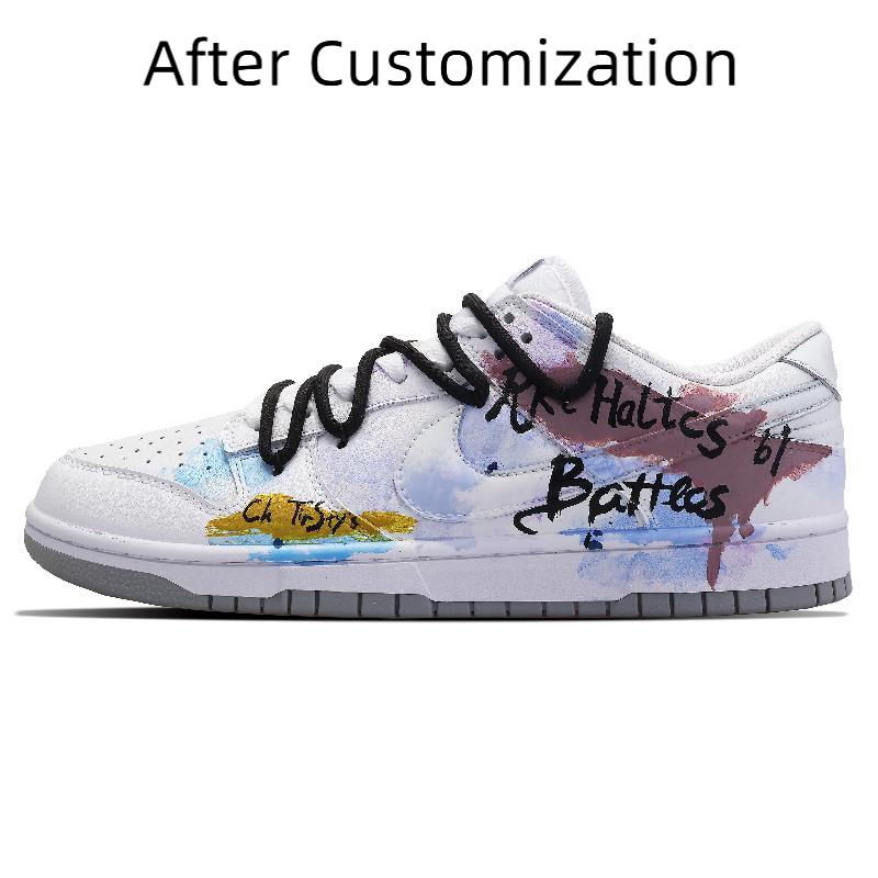 [Custom Men's graffiti on a snowy night] Nike Dunk Skateboarding Shoes Men