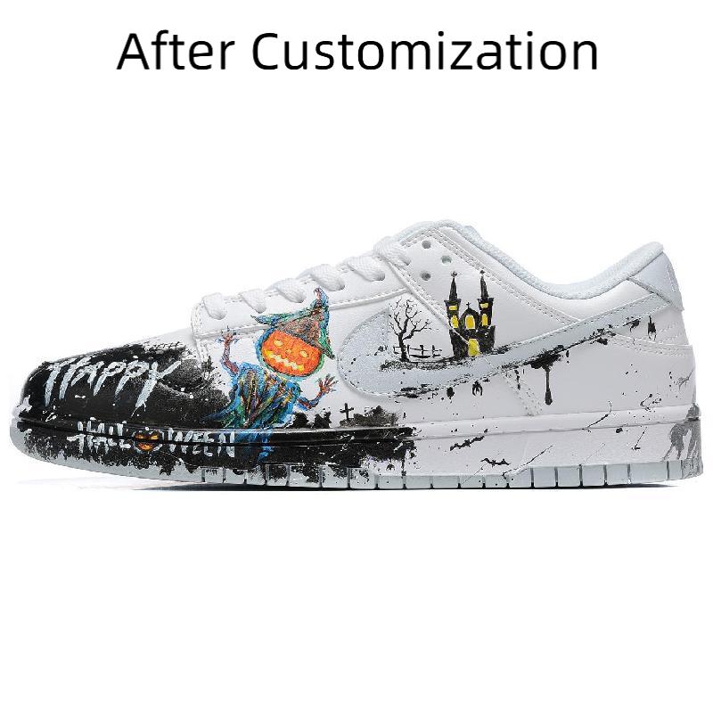 [Custom Halloween Ghost Castle] Nike Dunk Skateboarding Shoes Men
