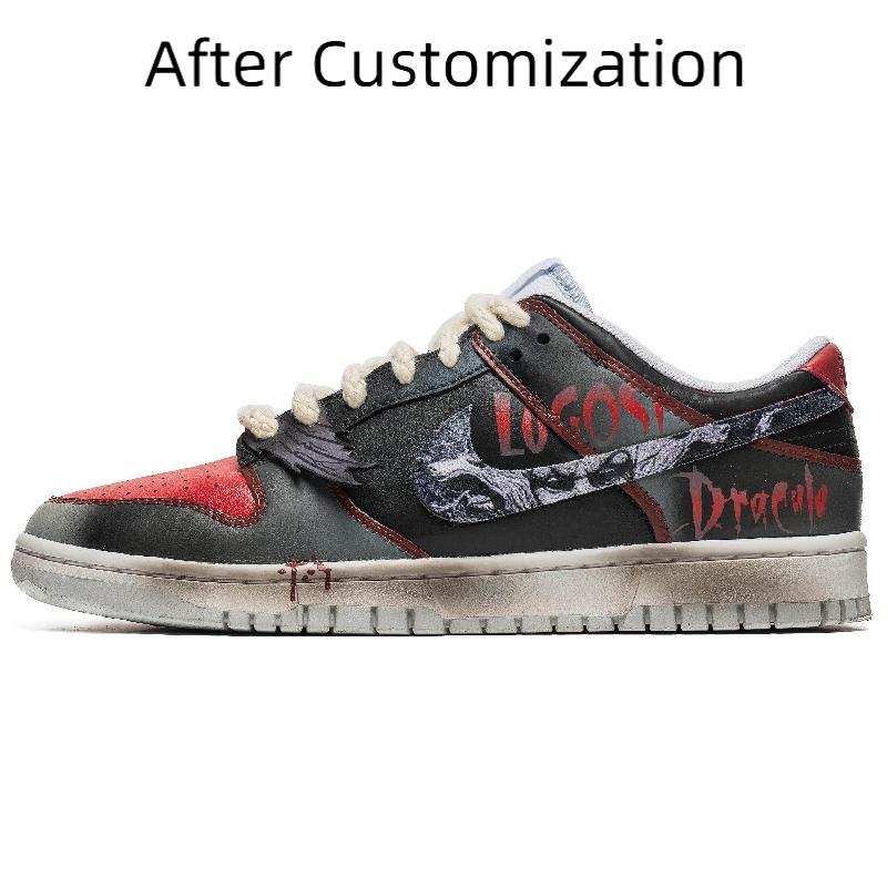[Custom Male Halloween vampire] Nike Dunk Skateboarding Shoes Men Low-top Black/Red